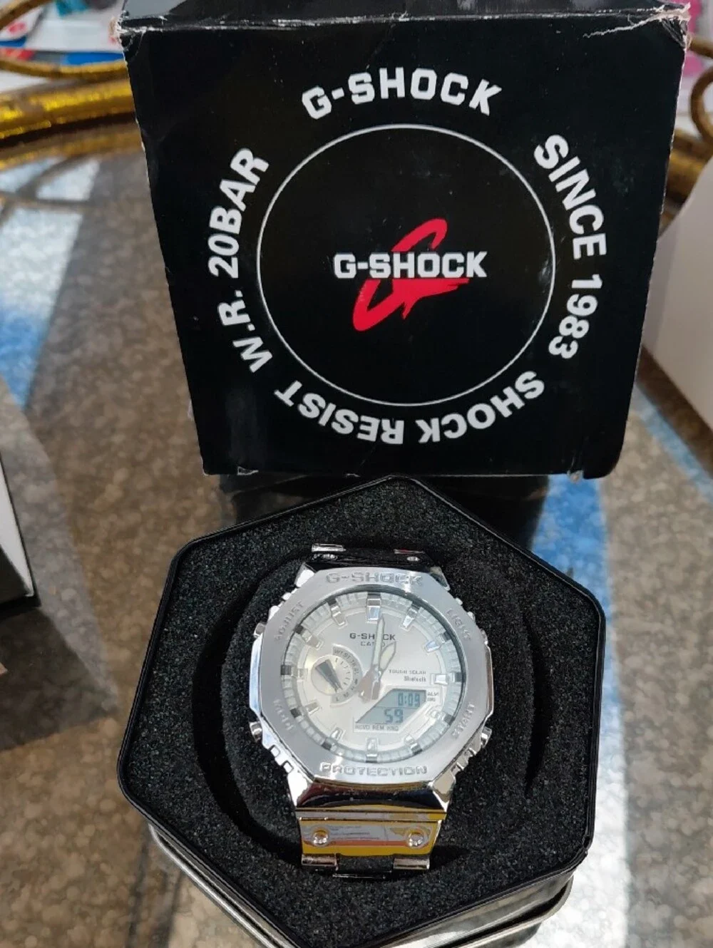 G-Shock Silver Analog-Digital Solar Bluetooth Watch